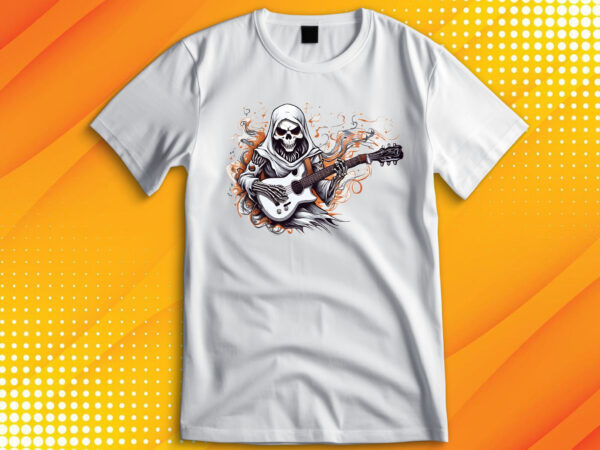 Skeleton playing guitar t-shirt