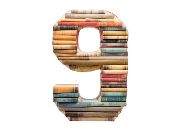 Number – 9 made of books isolated T shirt vector artwork