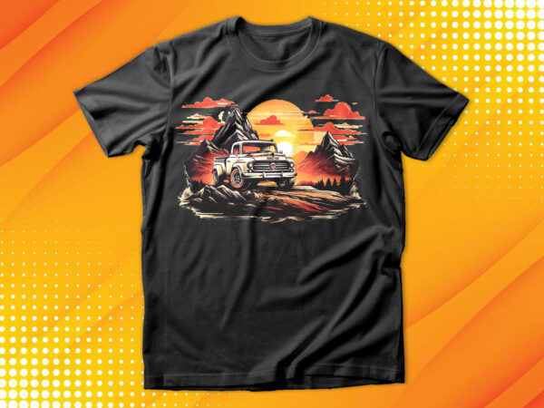 Monster truck sunset t-shirt