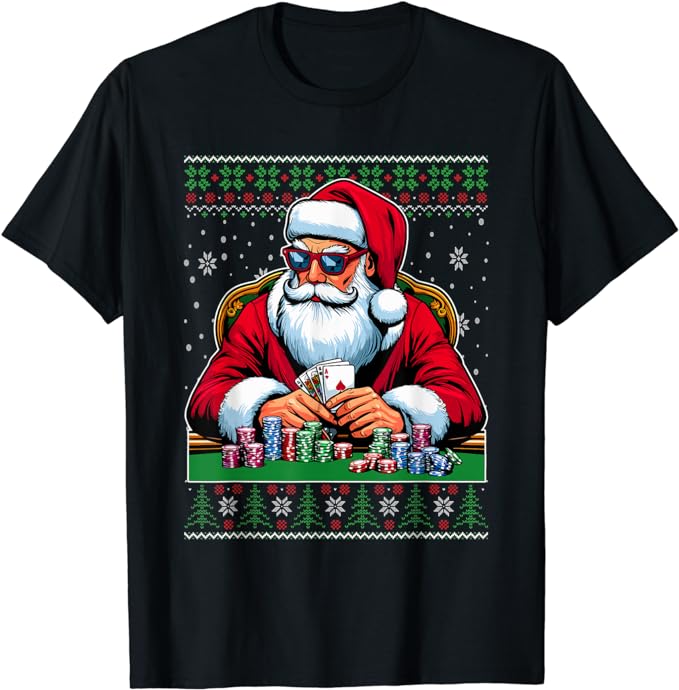 15 Poker Christmas Shirt Designs Bundle For Commercial Use Part 1 AMZ, Poker Christmas T-shirt, Poker Christmas png file, Poker Christmas di