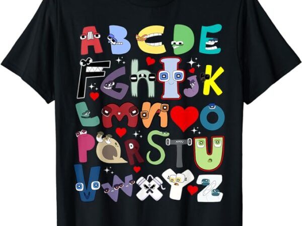 Alphabet lore a-z i love you letter for kids boys and girls t-shirt