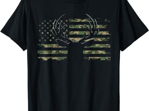 American flag camouflage outdoor antlers deer t-shirt