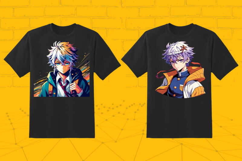 50 Anime Character Illustration t-shirt design Bundle 3rd Version