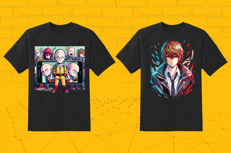 50 Anime Character Illustration t-shirt design Bundle 3rd Version