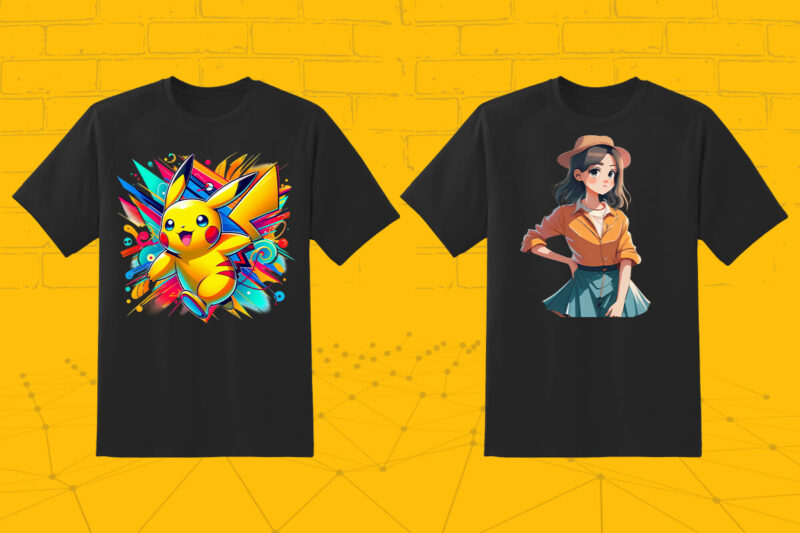 50 Anime Character Illustration t-shirt design Bundle 3rd Version