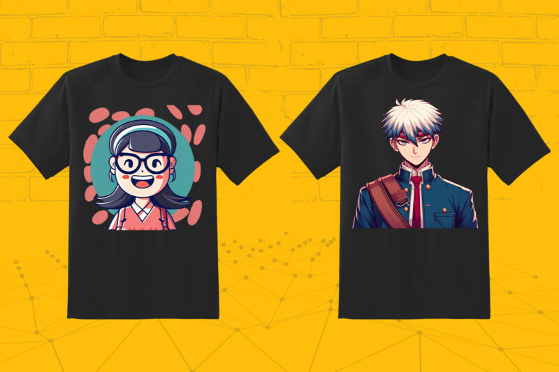 50 Anime Character Illustration t-shirt design Bundle 3rd Version