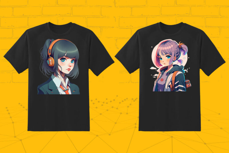 50 Anime Character Illustration t-shirt design Bundle 3rd Version