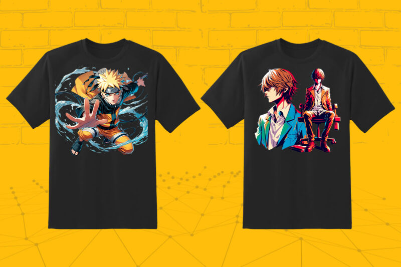 50 Anime Character Illustration t-shirt design Bundle 3rd Version