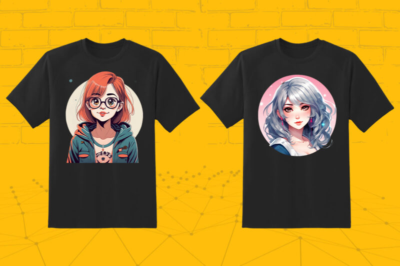 50 Anime Character Illustration t-shirt design Bundle 3rd Version