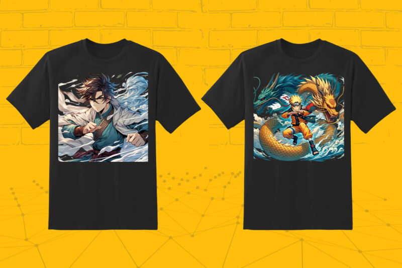 50 Anime Character Illustration t-shirt design Bundle 3rd Version