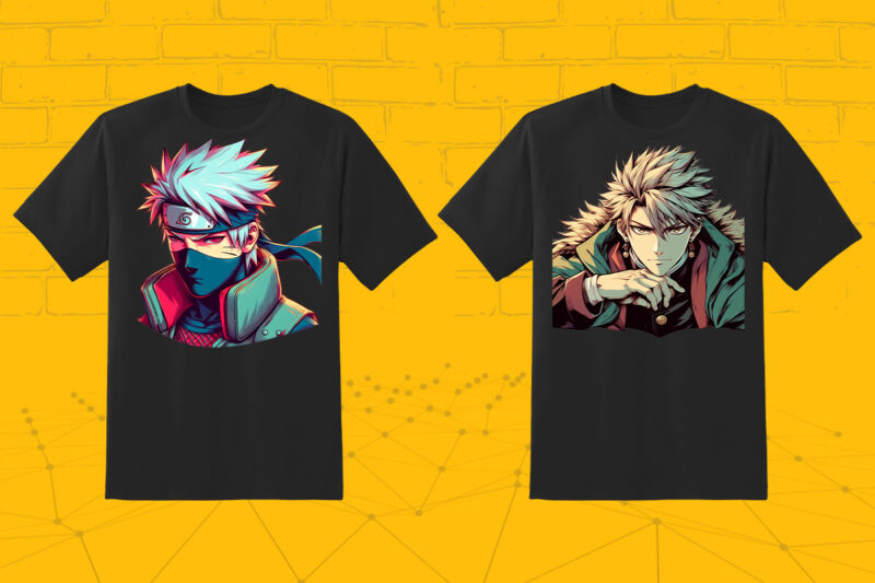 50 Anime Character Illustration t-shirt design Bundle 3rd Version