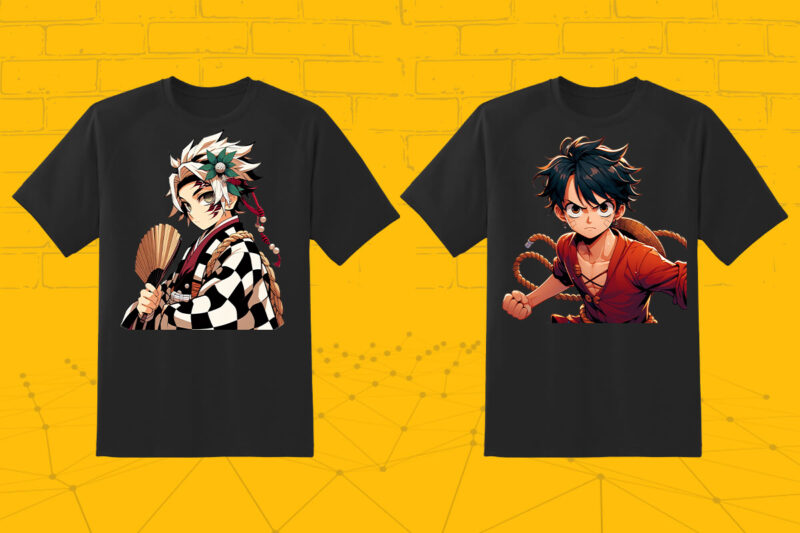 50 Anime Character Illustration t-shirt design Bundle 3rd Version