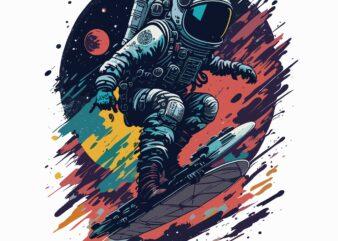 Astrospace Playing Skate Tshirt Design