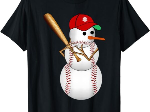 Baseball snowman balls snow christmas xmas gifts men women t-shirt