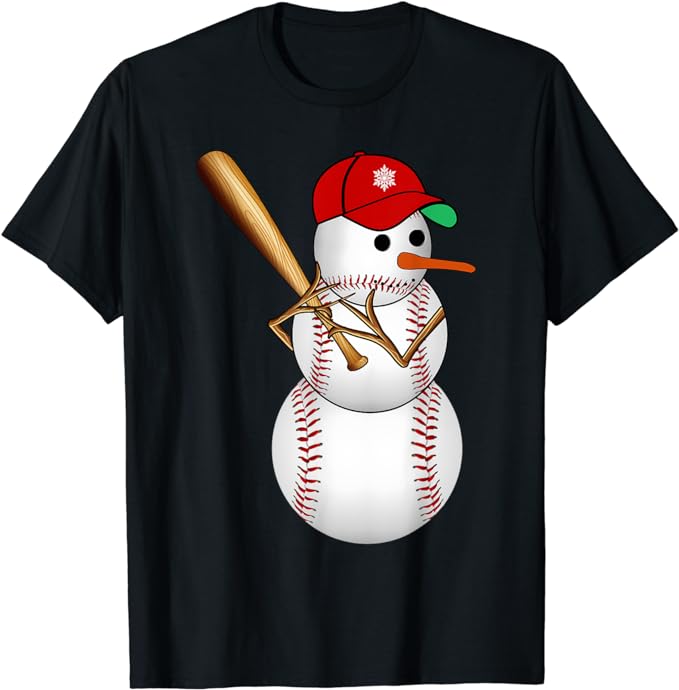 Baseball Snowman Balls Snow Christmas Xmas Gifts Men Women T-Shirt