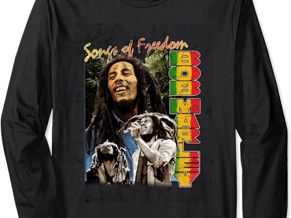 Bob marley freedom vintage reggae music by rock off long sleeve t-shirt