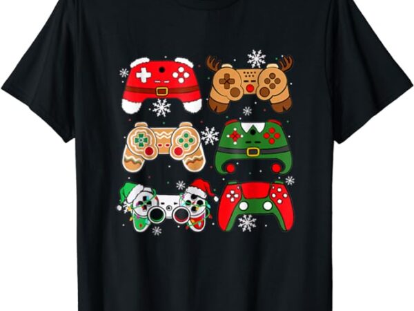 Boys christmas shirt santa elf gaming controllers gamer xmas t-shirt