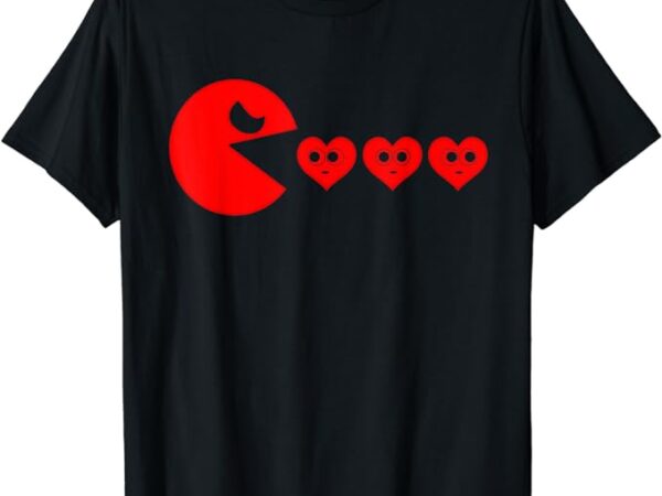 Boys kids valentines day hearts eating funny gamer game t-shirt