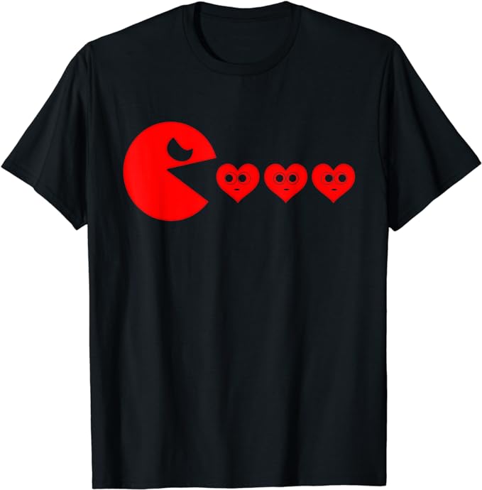 Boys Kids Valentines Day Hearts Eating Funny Gamer Game T-Shirt