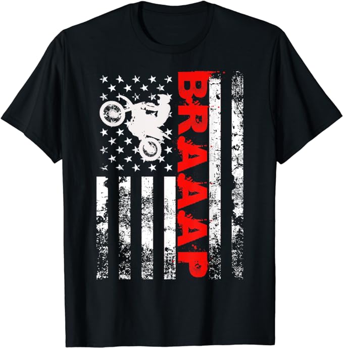 Braaap Vintage USA American Flag Tee Short Sleeve T-Shirt