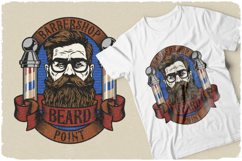 Beard Point layered label font with 4 editable t-shirts