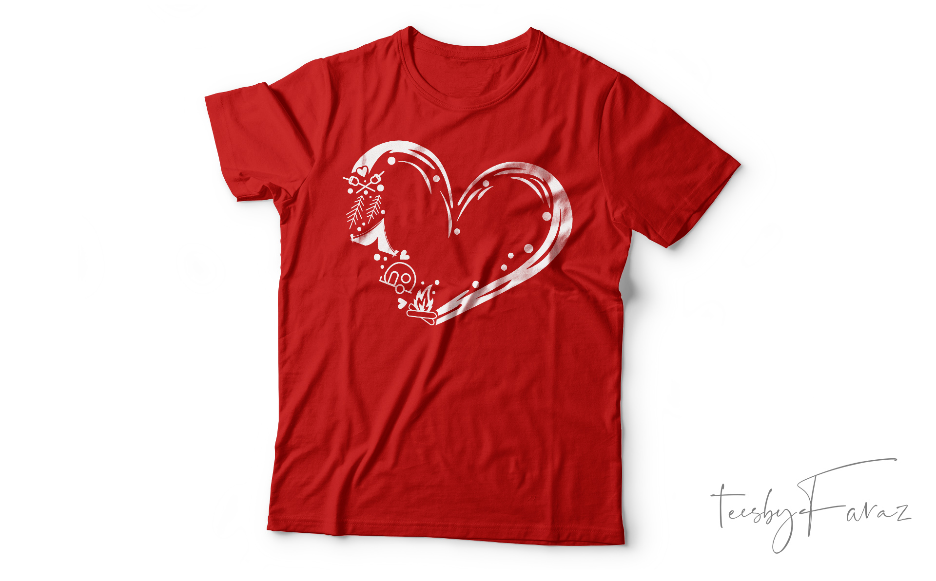 Camping Heart T-Shirt Design For Sale - Buy t-shirt designs