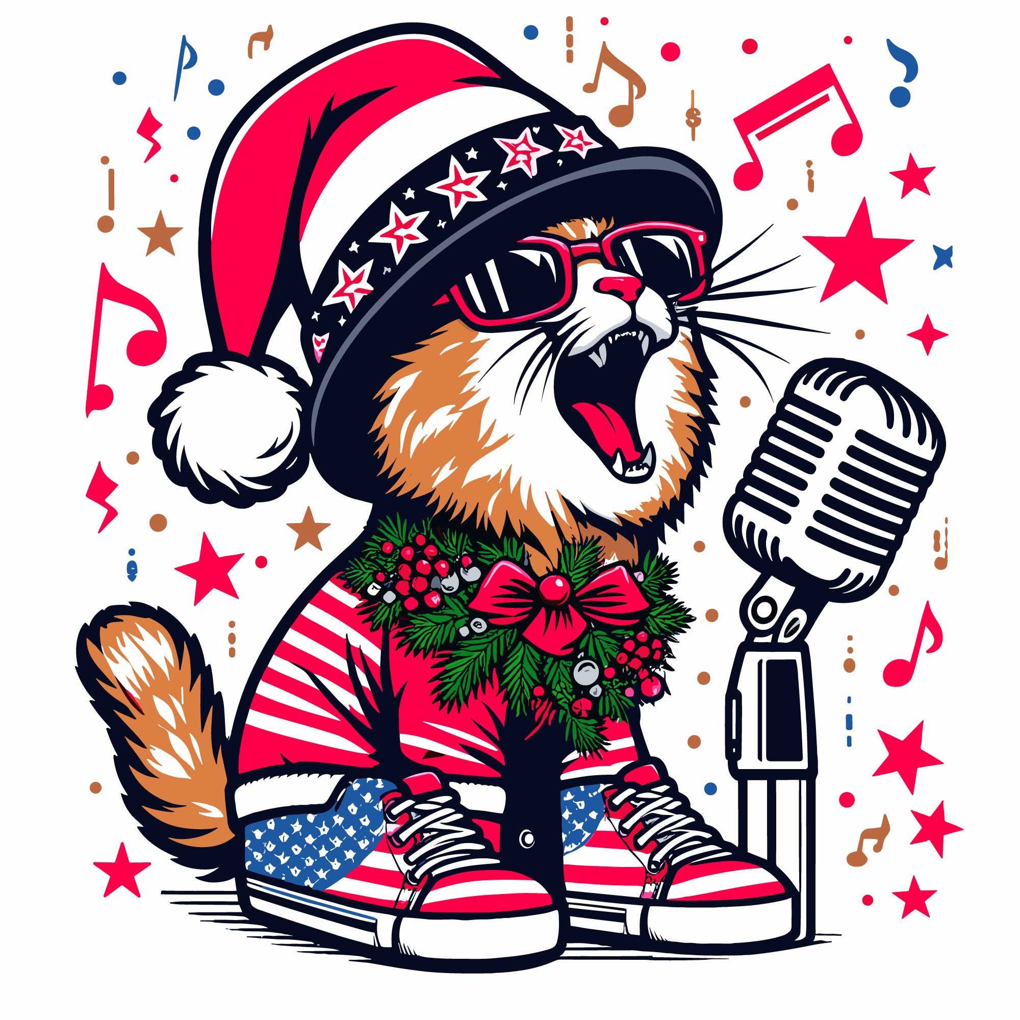 Cat Singing On Christmas - Buy t-shirt designs