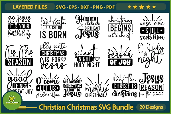 Christian Christmas Svg Bundle - Buy T-shirt Designs