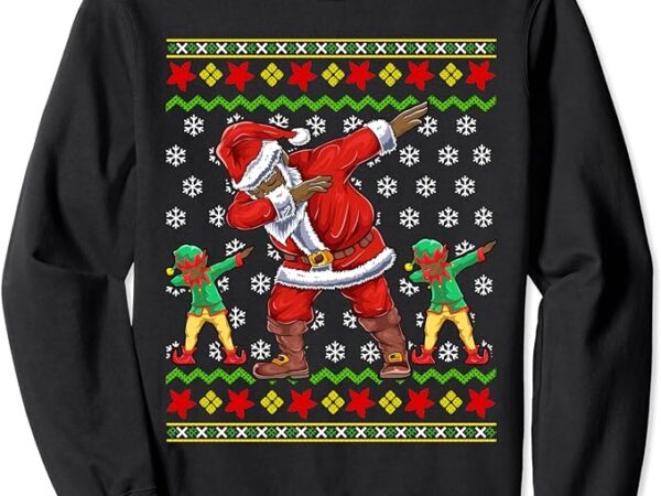 Christmas african american black dabbing santa claus elf sweatshirt