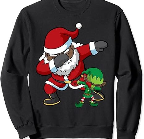 Christmas black african american dabbing santa claus elf dab sweatshirt