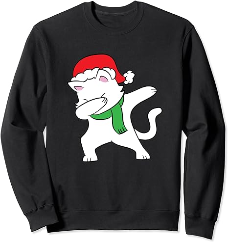 Christmas Cat With Santa Hat Cute Dabbing Cat With Santa Hat Sweatshirt