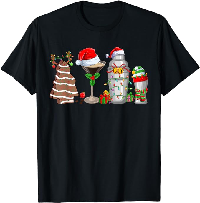 Christmas Cocktail Espresso Martini Drinking Party Bartender T-Shirt