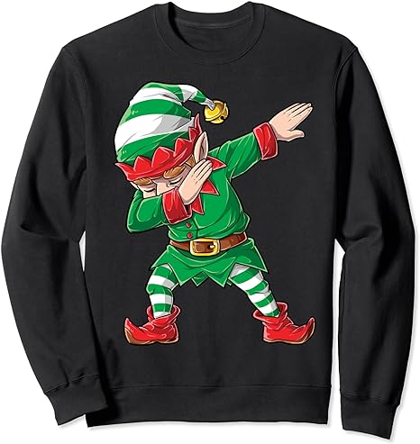 Christmas Dabbing Elf Squad Boys Men Xmas Family Matching Sweatshirt