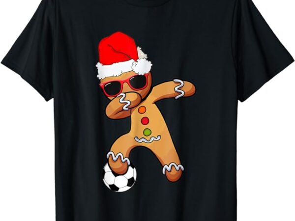 Christmas dabbing gingerbread soccer funny xmas men boys t-shirt