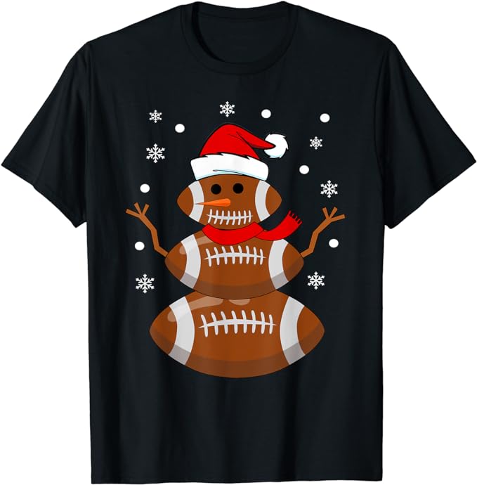 Christmas Football Snowman Kids Football Christmas Women Men T-Shirt