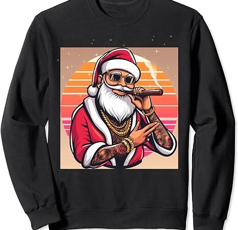 Christmas matching mens womens dabbing santa cigar sweatshirt