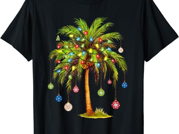 Christmas palm tree light hawaiian tropical xmas t-shirt