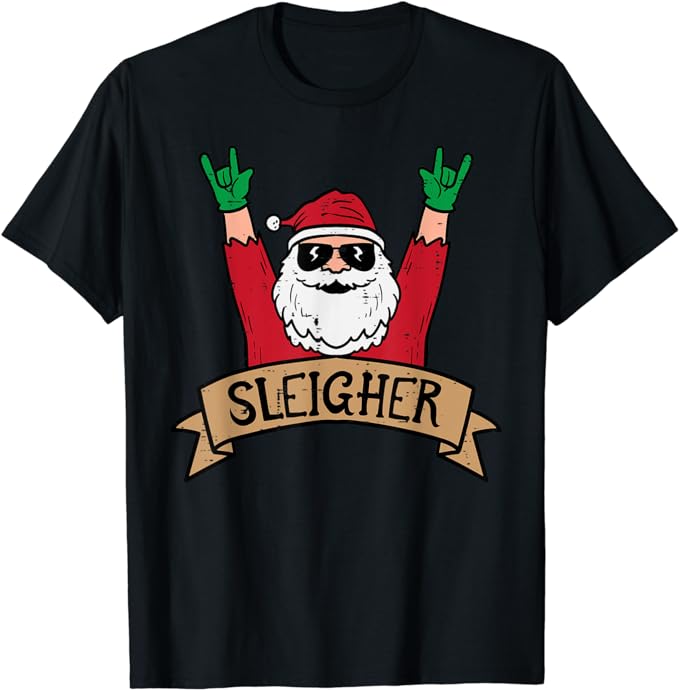 Christmas Sleigher Santa Rock Xmas Rocker Men Women Kids Boy T-Shirt