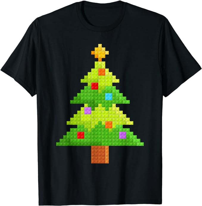 Christmas tree kids Block Building bricks Master Builder T-Shirt