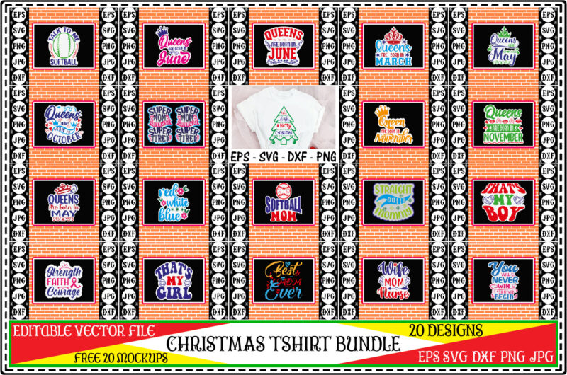 Christmas Sticker tshirt bundle