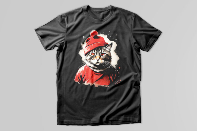 Cat wearing santa hat