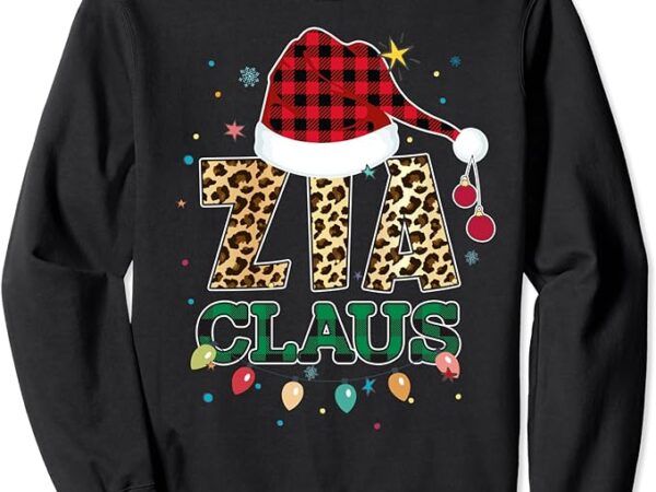 Cute zia claus santa hat aunt claus fun buffalo leopard xmas sweatshirt