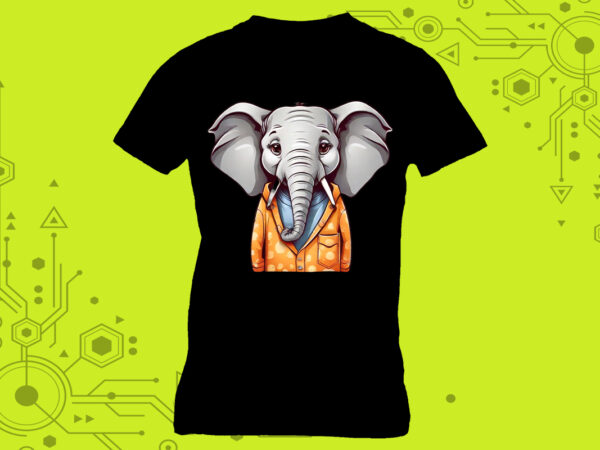 Mini elephant portraits in clipart, meticulously crafted for print on demand websites. this versatile collection is perfect for a multitude t shirt designs for sale