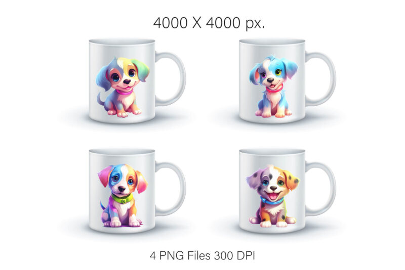 Cute rainbow Dogs 01. TShirt Sticker.