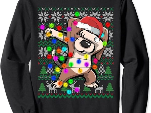 Dabbing beagle fairy lights ugly christmas sweater costume sweatshirt