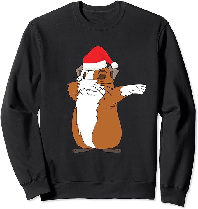 Dabbing Guinea Pig With Santa Claus Hat Funny Christmas Dab Sweatshirt