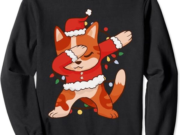 Dabbing santa claus cat christmas dance dab wearing xmas kid sweatshirt