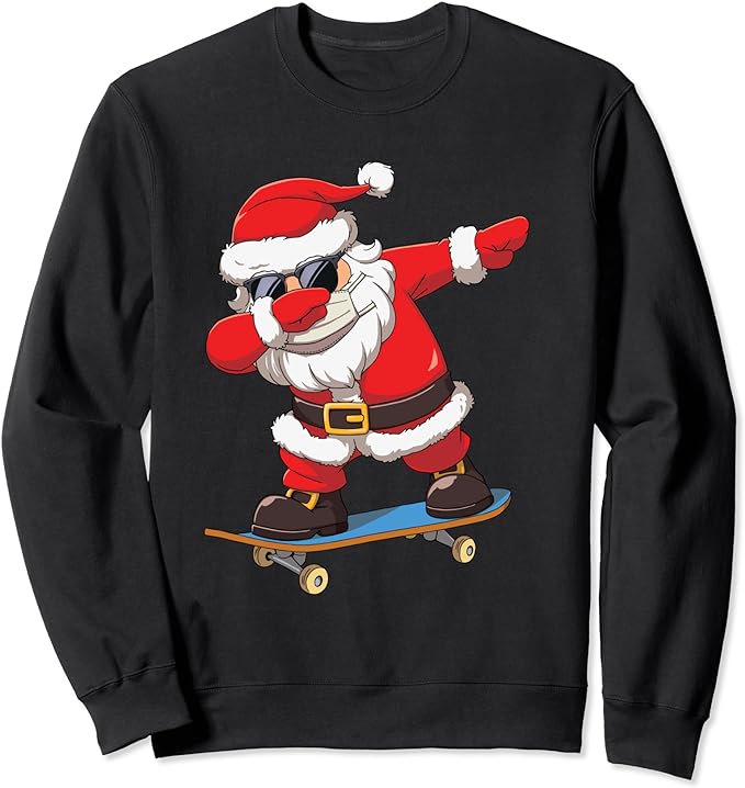 Dabbing Santa Claus Kids Boys Skate Skateboard Christmas Sweatshirt