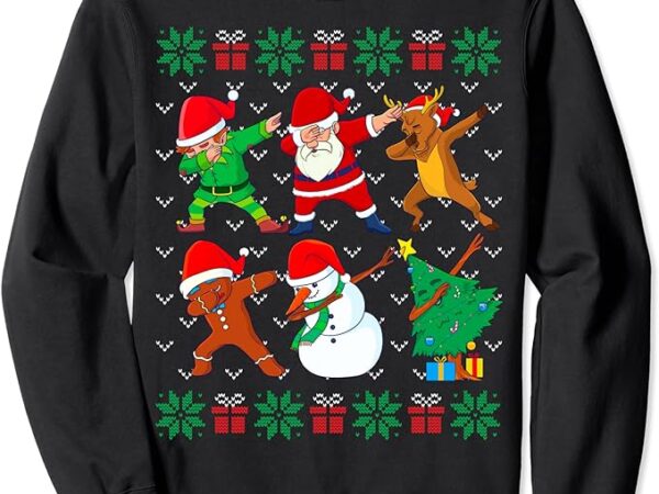 Dabbing santa elf friends ugly xmas sweater boys girls kids sweatshirt