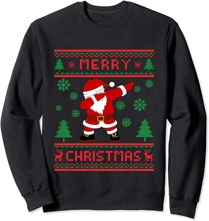 Dabbing Santa Ugly Sweater Christmas Kids Xmas Sweatshirt